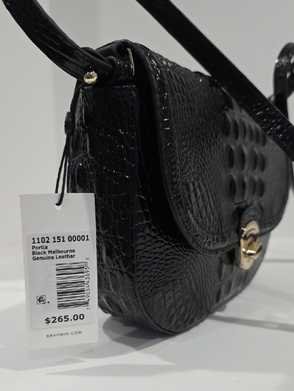 NWT ✅ Brahmin PORTIA BLACK Melbourne Leather Bag ⭐ NWT, COA, DUST BAG - Picture 12 of 16